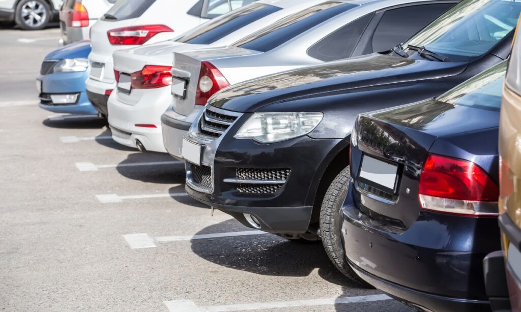 cars parked in line